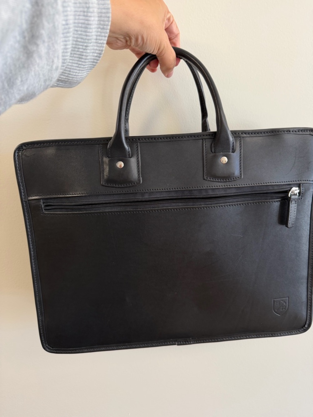 Allen Edmonds Single Gusset Black Leather Men's Briefcase Bag